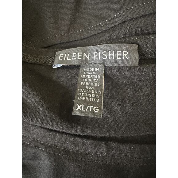 Eileen Fisher Stretch Jersey Knit Round Neck Dress Short Sleeve Pockets Black XL - Picture 15 of 16